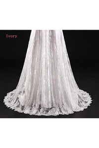 A Line 3/4 Sleeves Lace Wedding Dress With Court Train