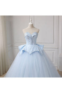 Sweetheart Ball Gown Beading Tulle Prom Dress, Court Train Quinceanera Dress