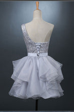 Load image into Gallery viewer, 2024 A Line Homecoming Dresses One Shoulder With Sash Organza &amp; Lace
