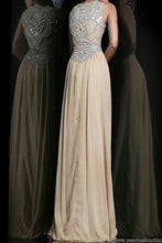 Load image into Gallery viewer, Stunning Prom Dresses Champagne Beaded Bodice And Back A-Line Scoop Sweep/Brush Chiffon