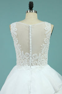 2022 New Arrival Wedding Dresses Straps A Line Organza With Applique