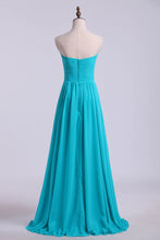 Load image into Gallery viewer, 2022 Sweetheart Neckline With Beads Pleated Bodice Floor Length Flowing Chiffon Skirt