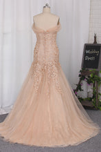 Load image into Gallery viewer, 2022 Mermaid Off The Shoulder Wedding Dresses Tulle With Applique