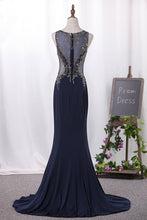 Load image into Gallery viewer, 2022 Mermaid Scoop Chiffon With Beading Floor Length Prom Dresses