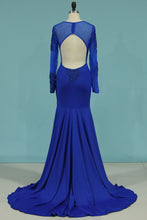 Load image into Gallery viewer, 2022 Mermaid Blue Prom Dress Long Sleeves