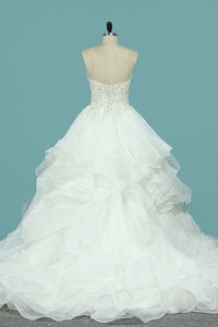 2024 Sweetheart Wedding Dresses A Line Organza With Beaded Bodice