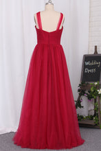 Load image into Gallery viewer, 2022 Straps Tulle Pleated Bodice Bridesmaid Dresses A-Line