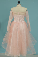 Load image into Gallery viewer, 2022 High-Low Prom Dresses A-Line Off-The-Shoulder Shining Tulle