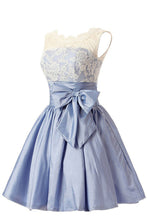 Load image into Gallery viewer, 2022 Scoop With Applique And Bow Knot Taffeta A Line Cocktail Dresses