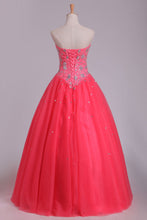 Load image into Gallery viewer, 2024 Quinceanera Dresses Ball Gown Sweetheart Floor Length Beaded Bodice Tulle