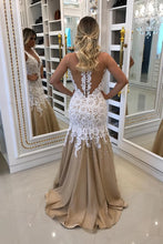 Load image into Gallery viewer, 2024 Mermaid Prom Dresses Scoop Tulle With Applique And Pearls