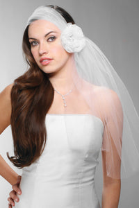 Elbow Length Wedding Veils With Handmade Flower Cut Edge V053