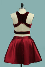 Load image into Gallery viewer, 2024 Two-Piece Cocktail Dresses Scoop Open Back A Line Satin &amp; Velvet