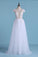 2022 Sexy Beach Wedding Dresses A-Line V-Neck Floor-Length Tulle With Slit