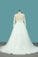 2022 A Line Tulle V Neck Long Sleeves Wedding Dresses With Applique And Beads Sweep Train