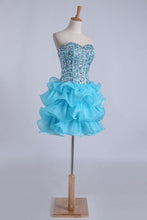 Load image into Gallery viewer, 2022 Homecoming Dresses Ball Gown Sweetheart Short/Mini With Rhinestones