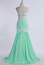 Load image into Gallery viewer, 2022 Prom Dresses Pleated Chiffon With Beaded Lace Floor Length Open Back