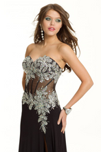 Load image into Gallery viewer, 2022 Prom Dresses Mermaid/Trumpet Black Sweetheart Chiffon With Rhinestone
