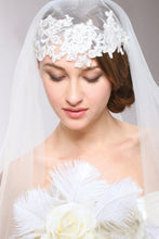 Load image into Gallery viewer, Unique Cut Edge Wedding Veils With Applique V071