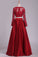 2024 Long Sleeves Two-Piece Bateau Prom Dresses Floor Length Satin