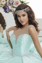 Load image into Gallery viewer, 2024 Scoop Ball Gown Quinceanera Dresses Tulle &amp; Satin With Beads Open Back