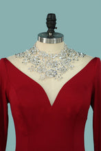 Load image into Gallery viewer, 2024 High Neck Mother Of The Bride Dresses Long Sleeves Spandex With Beading