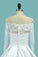 2022 Boat Neck Wedding Dresses Mid-Length Sleeves Satin With Applique