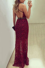 Load image into Gallery viewer, 2022 Spaghetti Straps Mermaid Lace Evening Dresses With Beaded Waistline