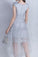 2024 Lace & Tulle Scoop Cap Sleeves Sheath Above Knee Length Homecoming Dresses