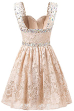 Load image into Gallery viewer, 2024 Cocktail Dresses A Line Straps Lace With Beading Short/Mini