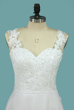 Load image into Gallery viewer, 2024 A Line Straps Wedding Dresses Chiffon With Applique Sweep Train