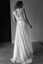 Load image into Gallery viewer, New Arrival Scoop Wedding Dresses A Line With Beads Chiffon &amp; Lace