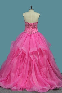 2022 Organza Sweetheart Ball Gown Quinceanera Dresses With Beading