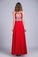 2022 Scoop Prom Dresses A Line Sweep/Brush Red Open Back
