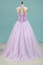 Load image into Gallery viewer, 2024 High Neck Quinceanera Dresses Ball Gown With Beading Court Train