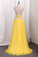 2022 New Arrival Prom Dresses A Line Tulle Scoop With Ruffles And Slit