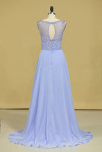 Load image into Gallery viewer, 2022 Beautiful Scoop A Line Prom Dresses With Beading Floor Length Chiffon Size 8