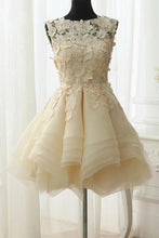 Load image into Gallery viewer, 2024 A Line Scoop Organza With Applique Short/Mini Homecoming Dresses