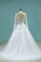 2022 Scoop A-Line Wedding Dresses Court Train Tulle With Applique Long Sleeves