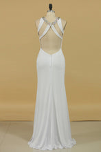 Load image into Gallery viewer, 2024 New Arrival Scoop Open Back Prom Dresses With Beads And Slit Spandex Sheath