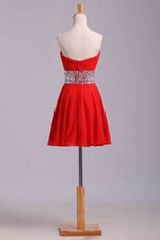 Load image into Gallery viewer, 2022 Homecoming Dresses A Line Sweetheart Short/Mini With Rhinestone Chiffon