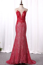Load image into Gallery viewer, 2024 Prom Dresses Mermaid Scoop Lace With Applique Detachable