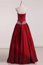 Load image into Gallery viewer, 2024 Satin Sweetheart With Beads And Applique Quinceanera Dresses Court Train Detachable