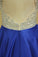 2022 Royal Blue Scoop Open Back Beaded Bodice A Line Prom Dresses Satin & Tulle Plus Size