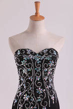 Load image into Gallery viewer, 2022 Mermaid Beaded Bodice Chiffon With Slit Prom Dresses Sweep Train