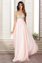 Load image into Gallery viewer, 2022 Sexy Prom Dresses Scoop Neckline Princess Floor Length Chiffon Beaded Bodice