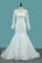 2022 Tulle Long Sleeves Mermaid Wedding Dresses With Applique Court Train Detachable