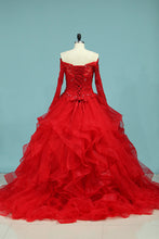 Load image into Gallery viewer, 2024 Long Sleeves Quinceanera Dresses Scoop Tulle With Applique Ball Gown