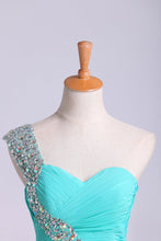 Load image into Gallery viewer, 2022 Prom Dress One Shoulder Ruffled Bodice With Rhinestone Beaded Strap