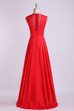 Load image into Gallery viewer, 2022 Beautiful V-Neck Prom Dresses A-Line Chiffon Floor-Length